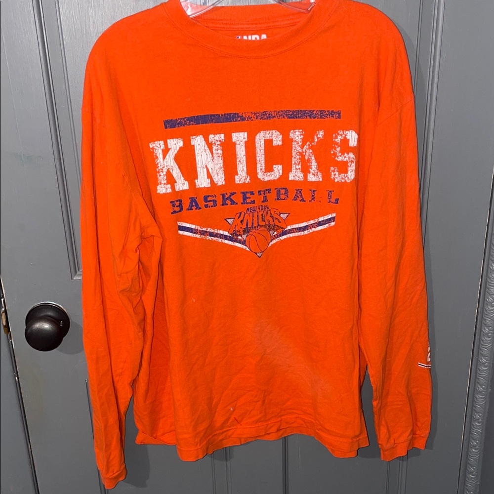 Orange Knicks Basketball Long Sleeve Shirt